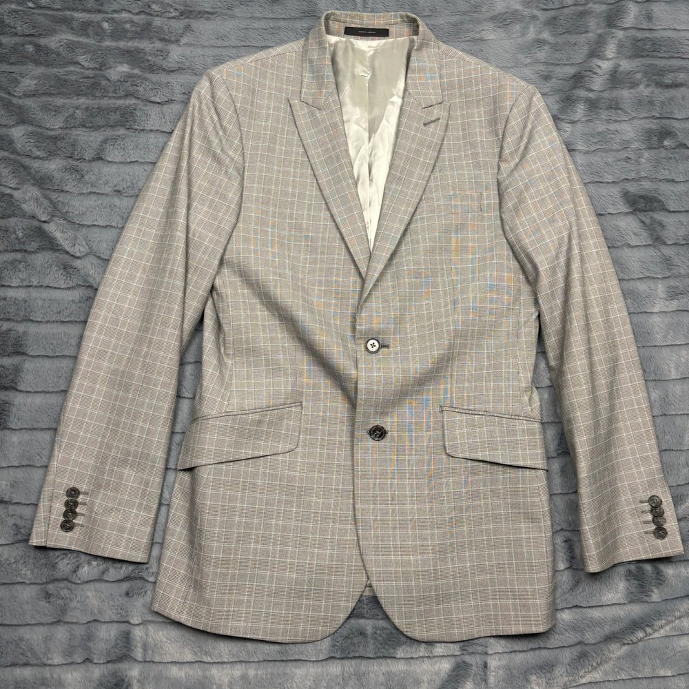 Express Mens Grey Glen Plaid Blazer 2-Button Sport Coat Jacket 38R RN55285